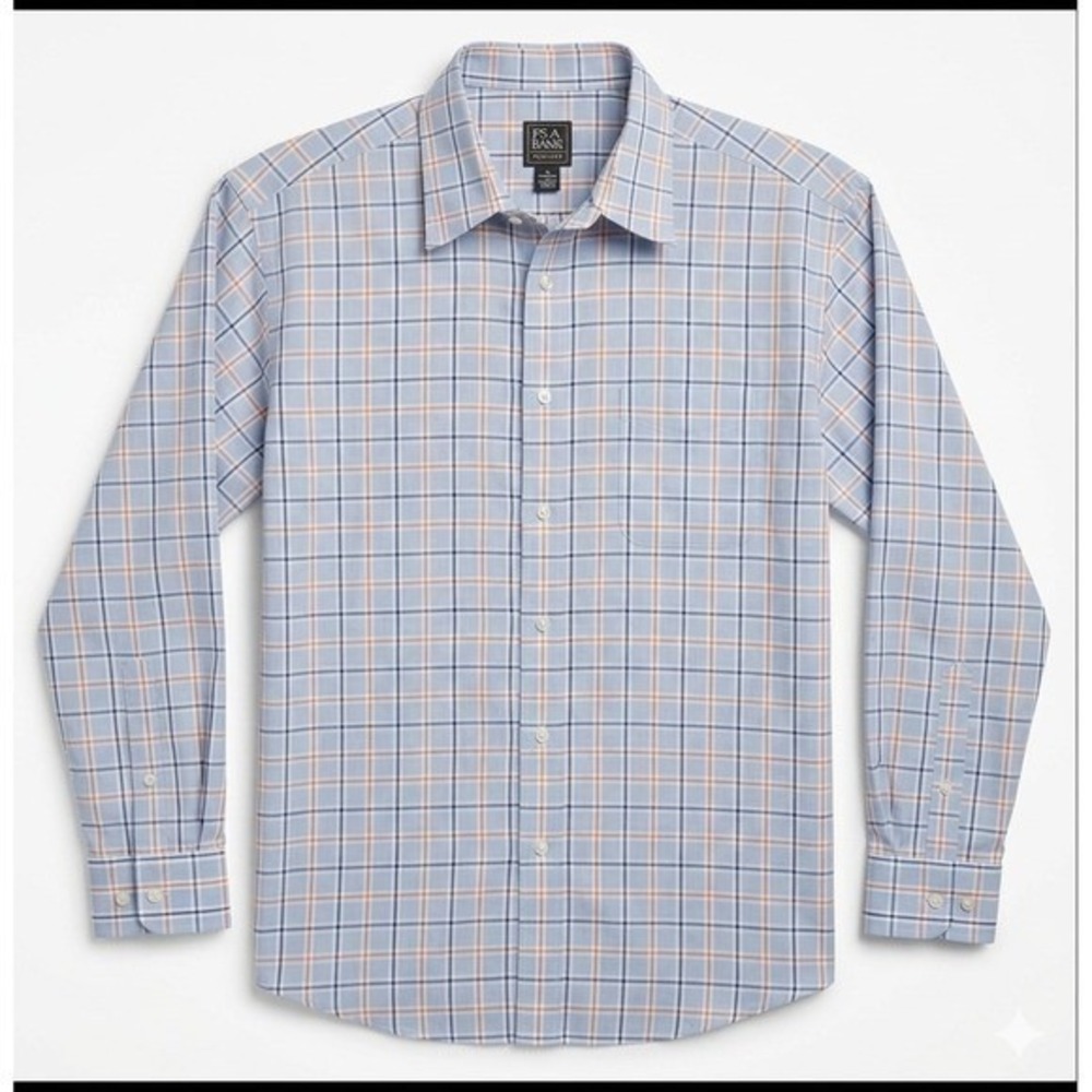 Jos A Bank Traveler Shirt Mens XL Traditional Fit Plaid Long Sleeve Button Down